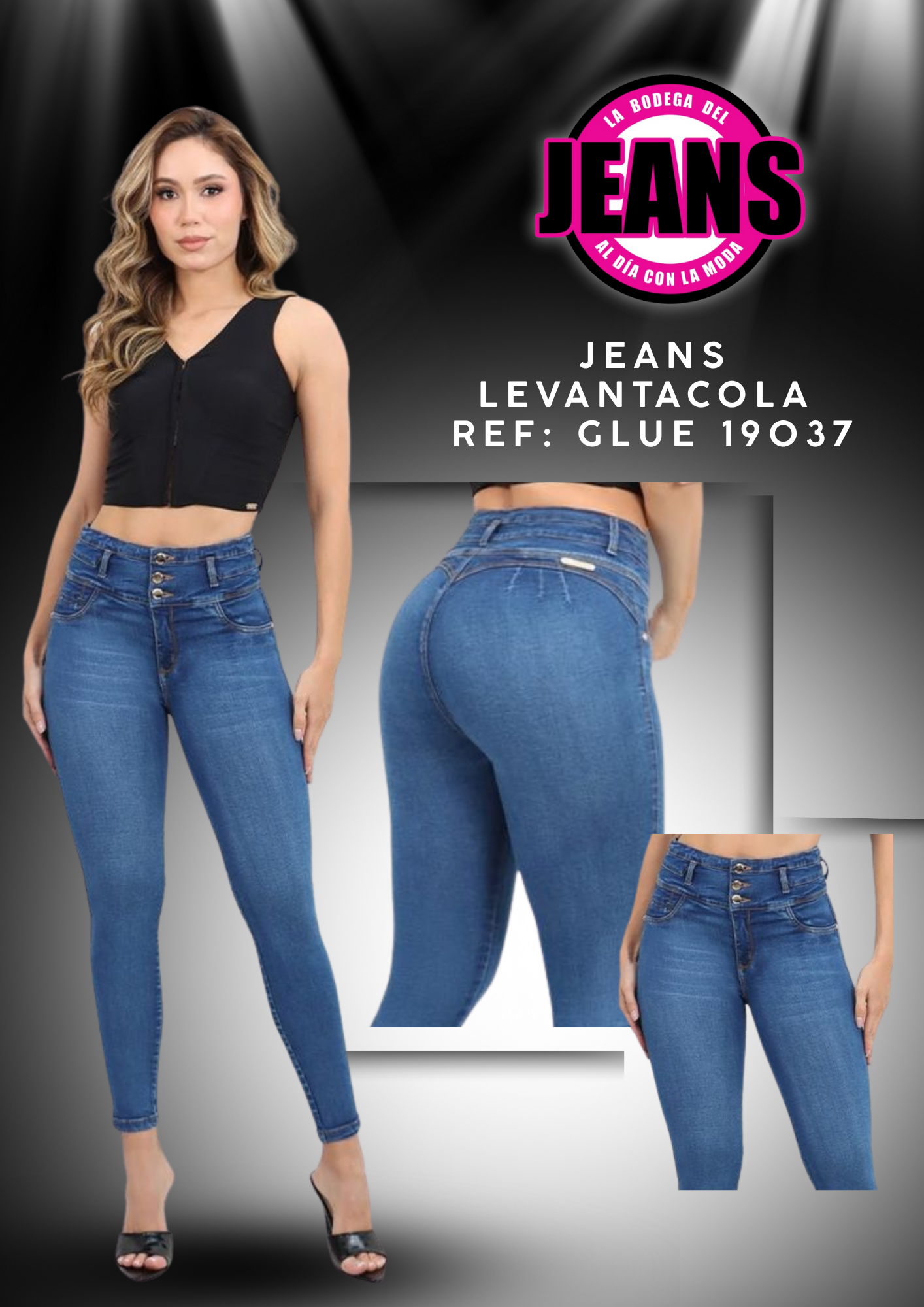 LINEA PLUS, JEANS PRETINA ANCHA SIN BOLSILLOS 19037