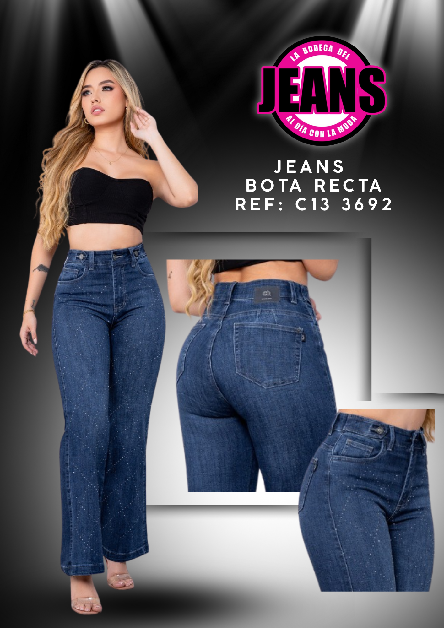 JEANS BOTA RECTA, PEDRERIA 3692