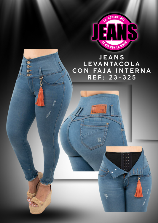 JEANS PRETINA ANCHA, CON FAJA INTERNA Y FLECO EN LA BOTA 23-325