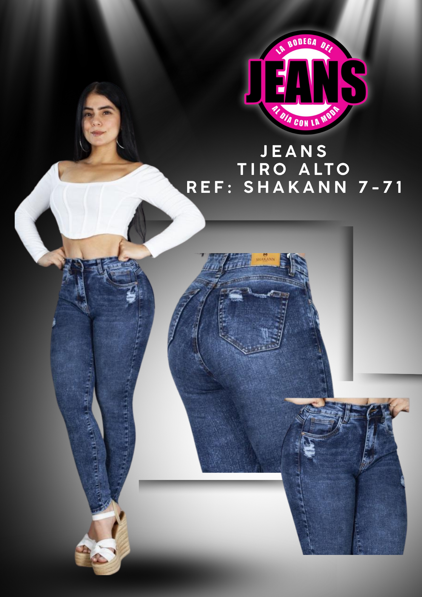 JEANS SKINNY TIRO ALTO 7-71
