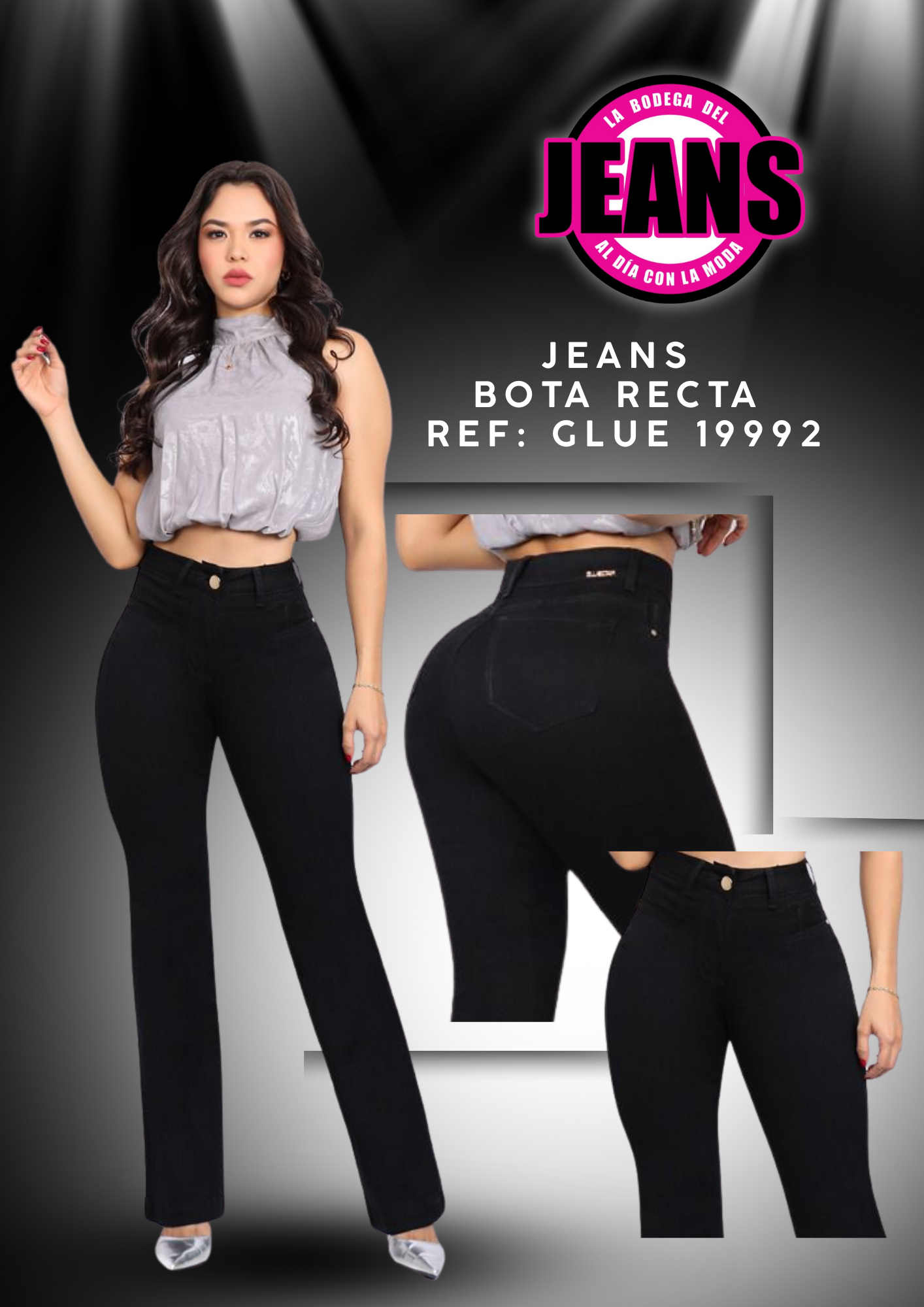 LINEA PLUS. JEANS BOTA FLARE, PRETINA ANCHA 19992