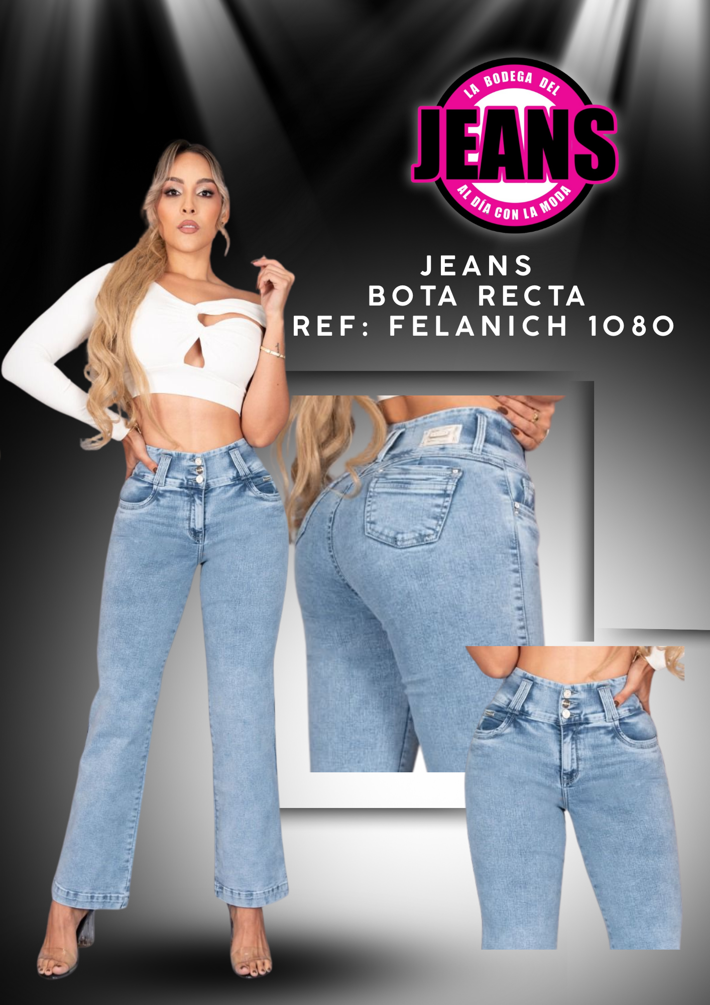 JEANS BOTA RECTA, PRETINA ANCHA 1080