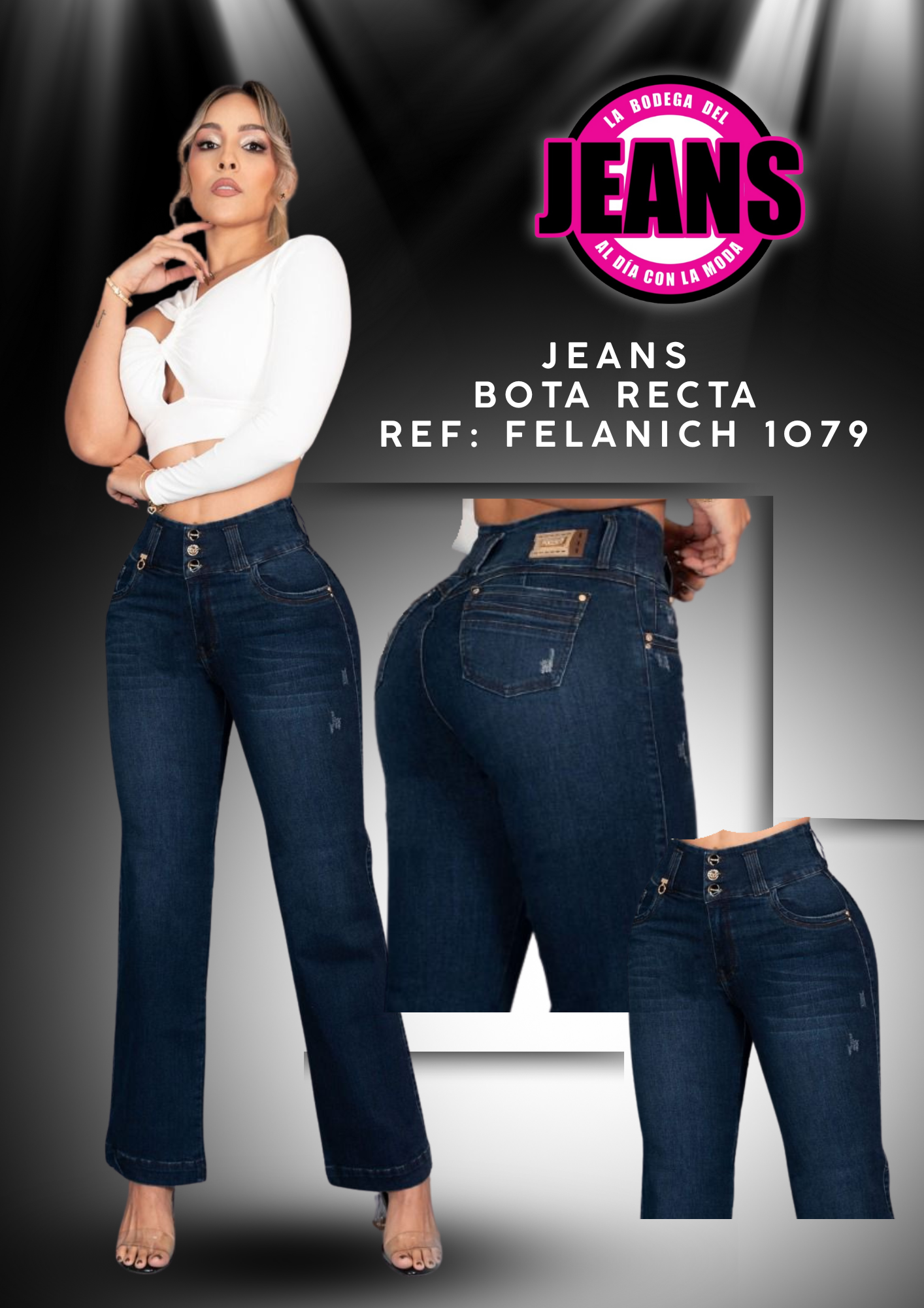 JEANS BOTA RECTA, PRETINA ANCHA 1079