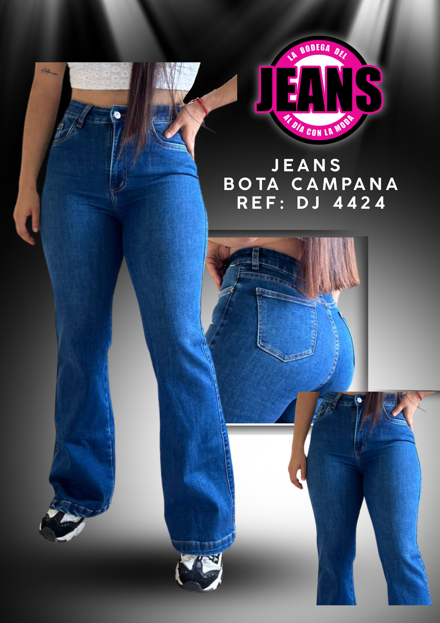 LINEA PLUS, JEANS BOTA CAMPANA, TIRO ALTO 4424