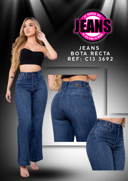 JEANS BOTA RECTA, PEDRERIA 3692