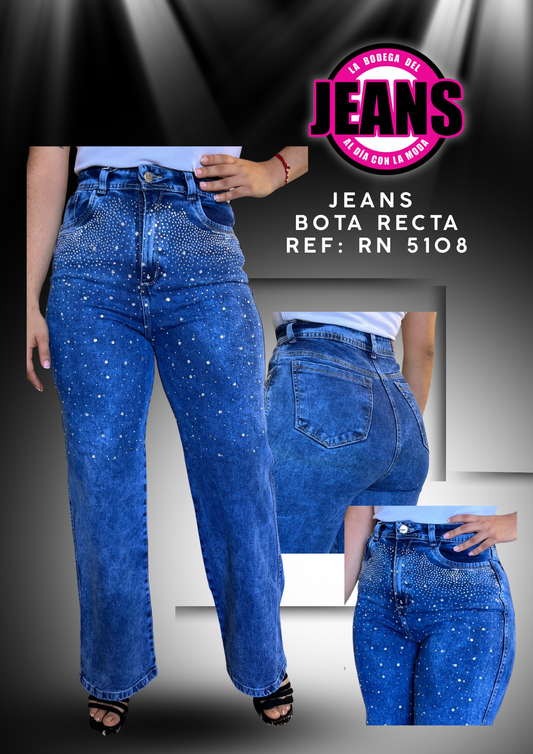 JEANS PALAZZO CON PEDRERIA 5108