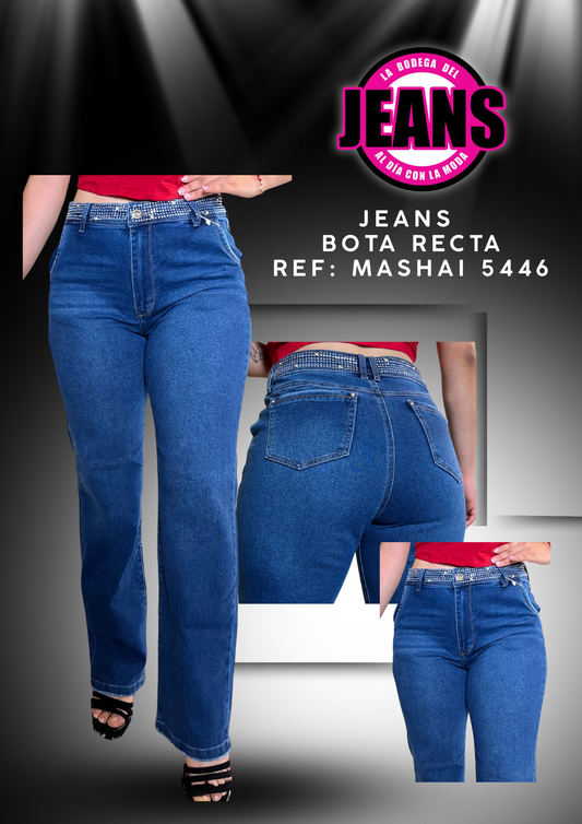 LINEA PLUS, JEANS BOTA RECTA CON PEDRERIA 5446